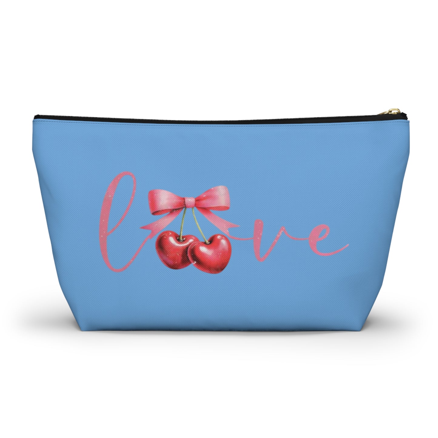 Cherry love Coquette Boutique Accessory Pouch T-bottom, Travel Toiletries Bag, Makeup Organizer Gift for Her, Zippered Cosmetic Case, Small