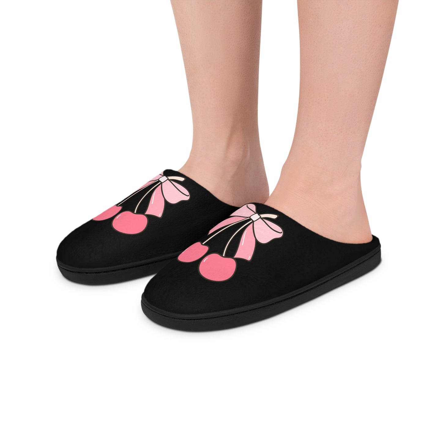 Cherry Pink bow Slippers, Preppy Coquette Style Slippers , Indoor Slippers Gift, Comfy House Shoes, Cute Slip Ons, Cozy Bedroom Slides