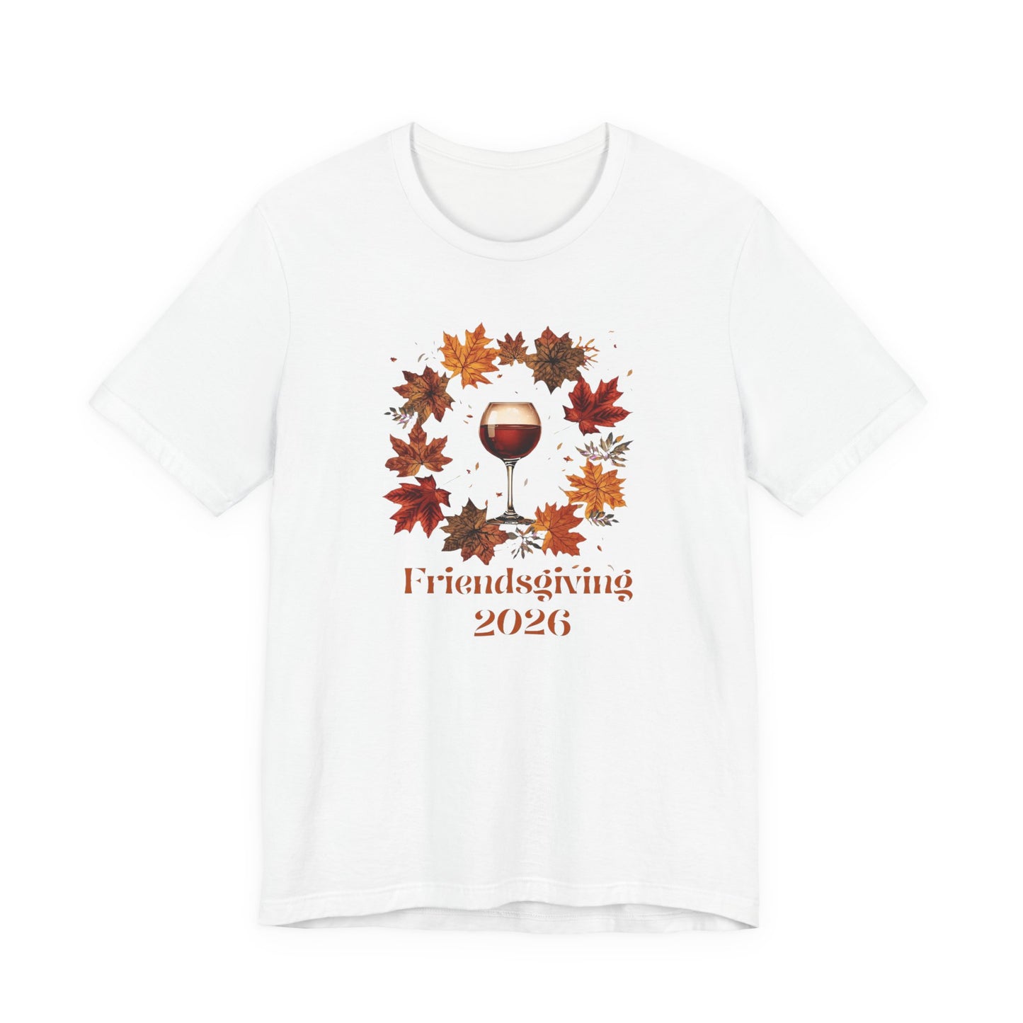Friendsgiving 2026 Tee — Wine Glass & Autumn Leaves Shirt