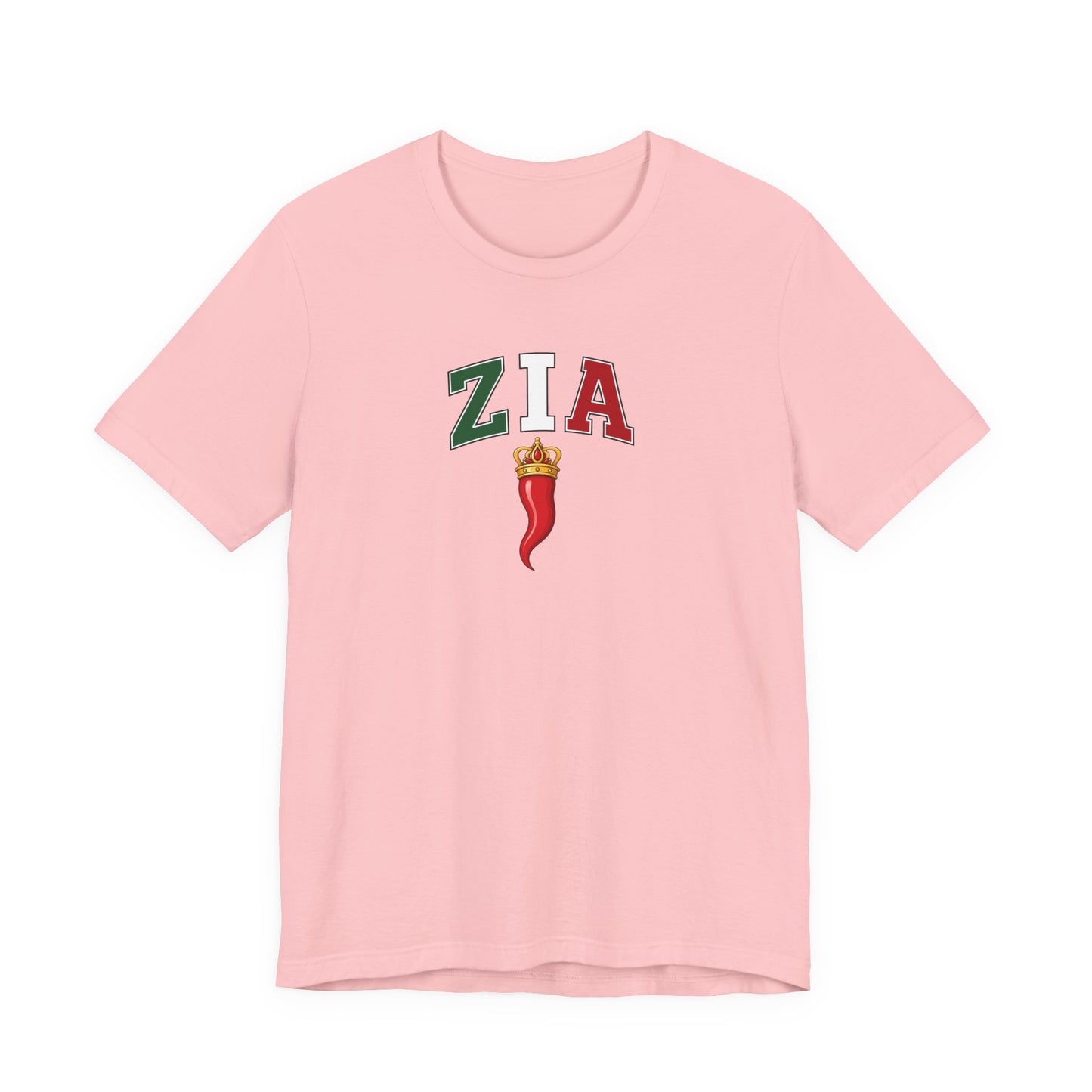 Zia Chili Pepper Tee — Italian Flag Lettering 'ZIA' Graphic T-Shirt