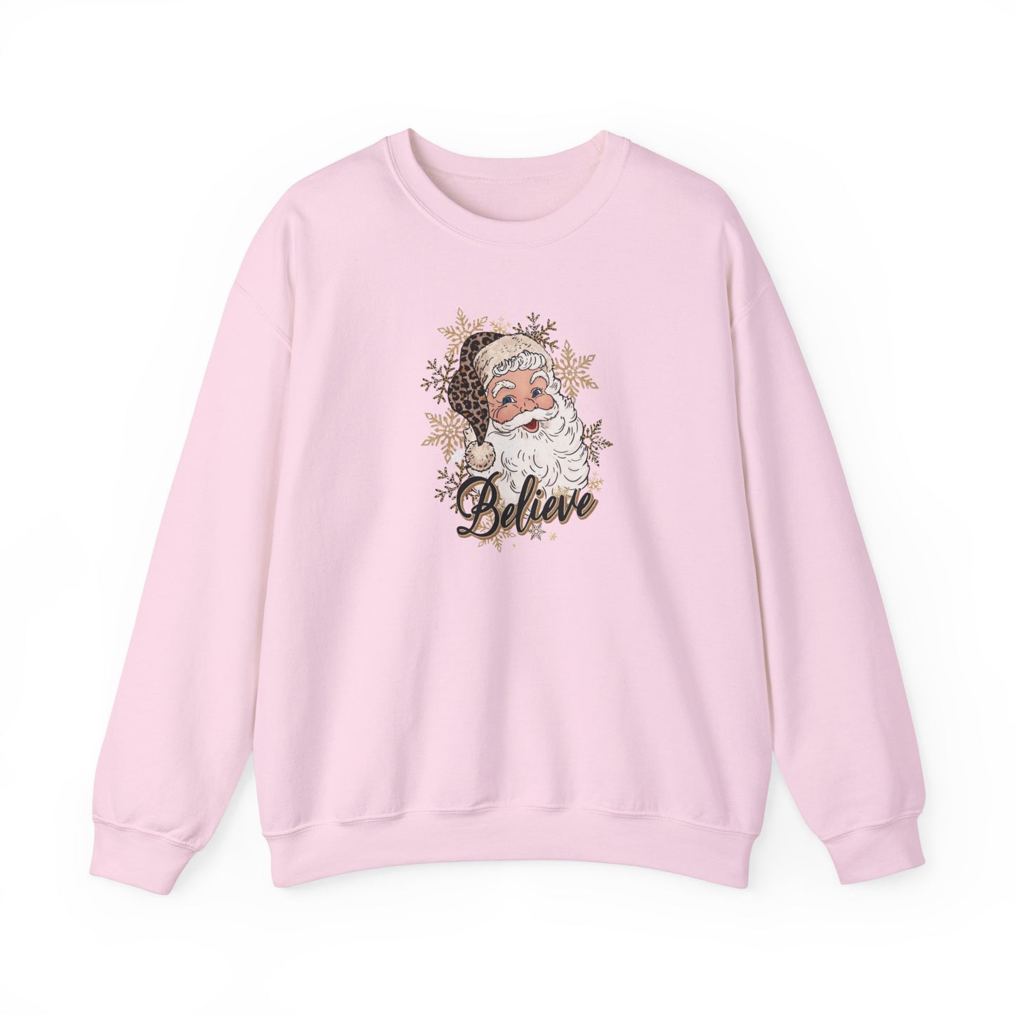 Christmas Santa Leopard Print Sweatshirt, Holiday Xmas Jumper, Festive Crewneck Pullover, Unisex Sweater, Winter Top
