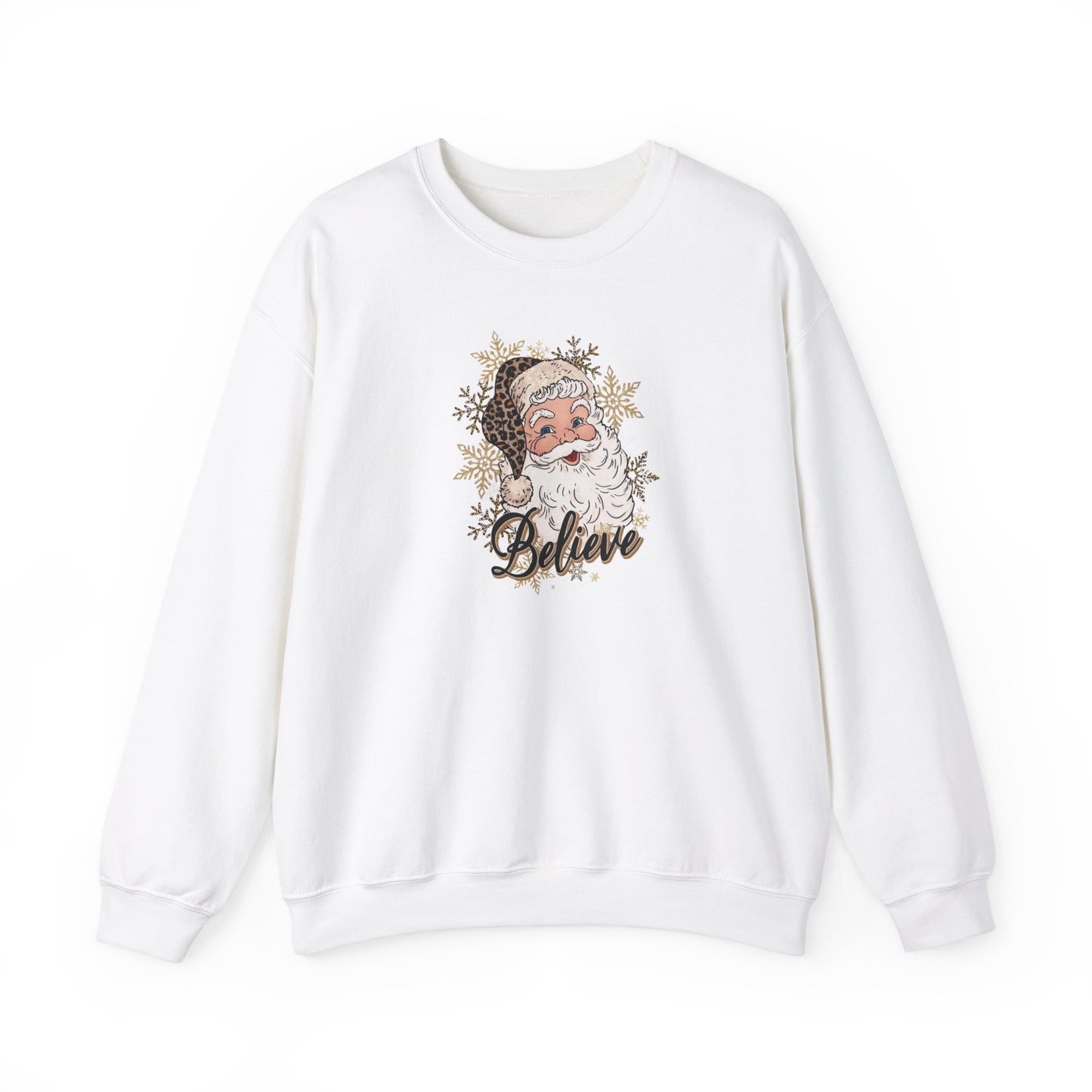 Christmas Santa Leopard Print Sweatshirt, Holiday Xmas Jumper, Festive Crewneck Pullover, Unisex Sweater, Winter Top