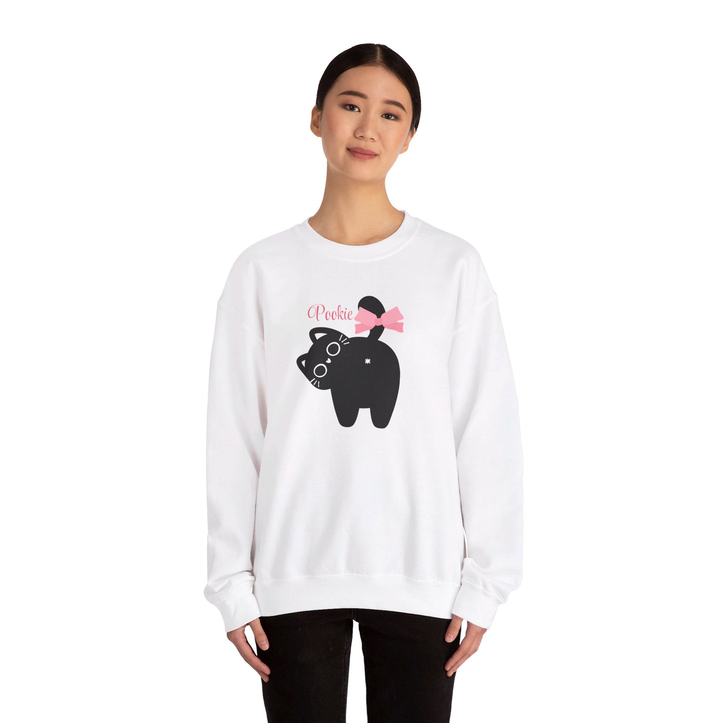 Pookie coquette cat shirt Unisex Heavy Blend™ Crewneck Sweatshirt, great coquette style shirt for teens back to school birthdays and Christmas sweatshirt