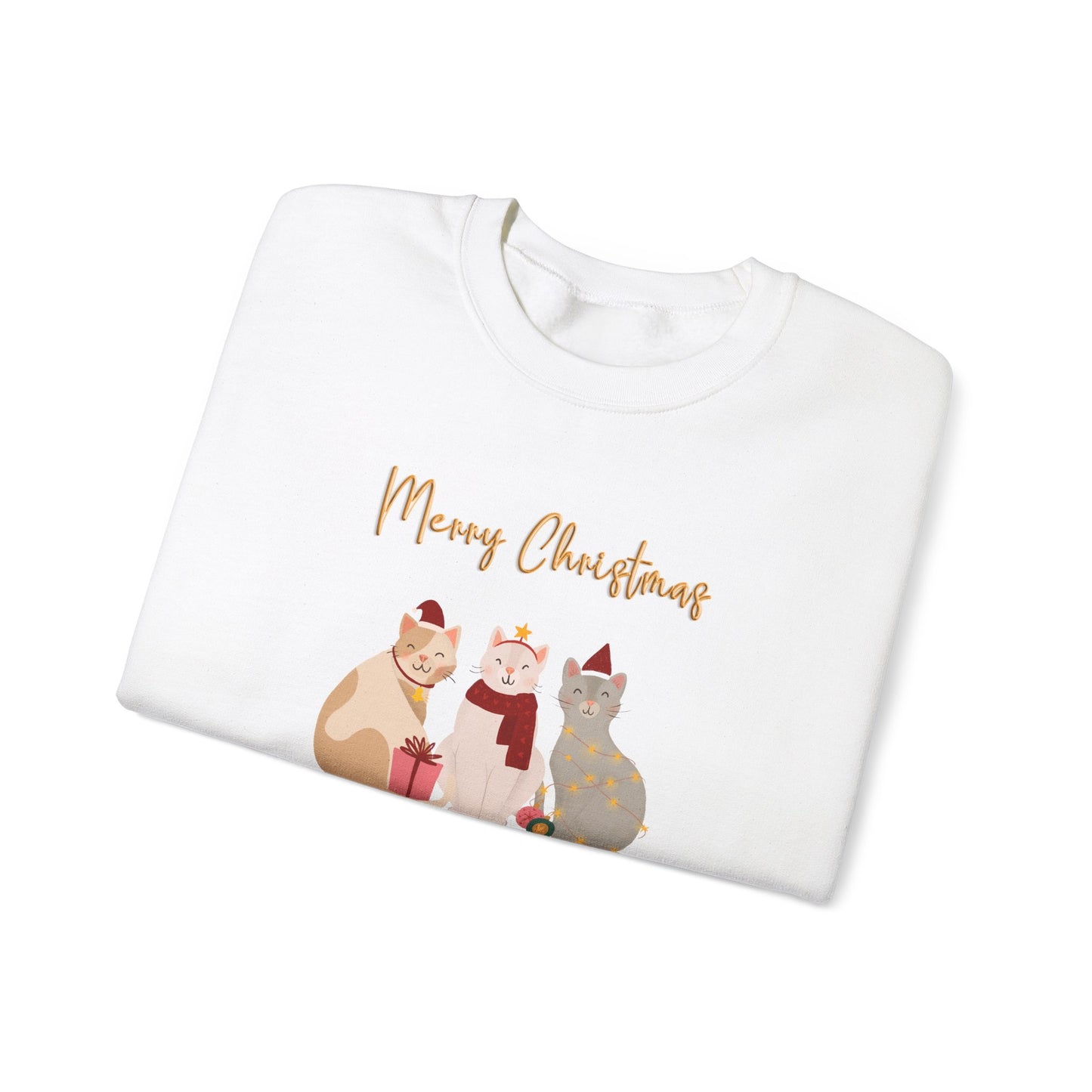 Merry Christmas sweatshirt, cat Christmas, meow Christmas, Crewneck Sweatshirt