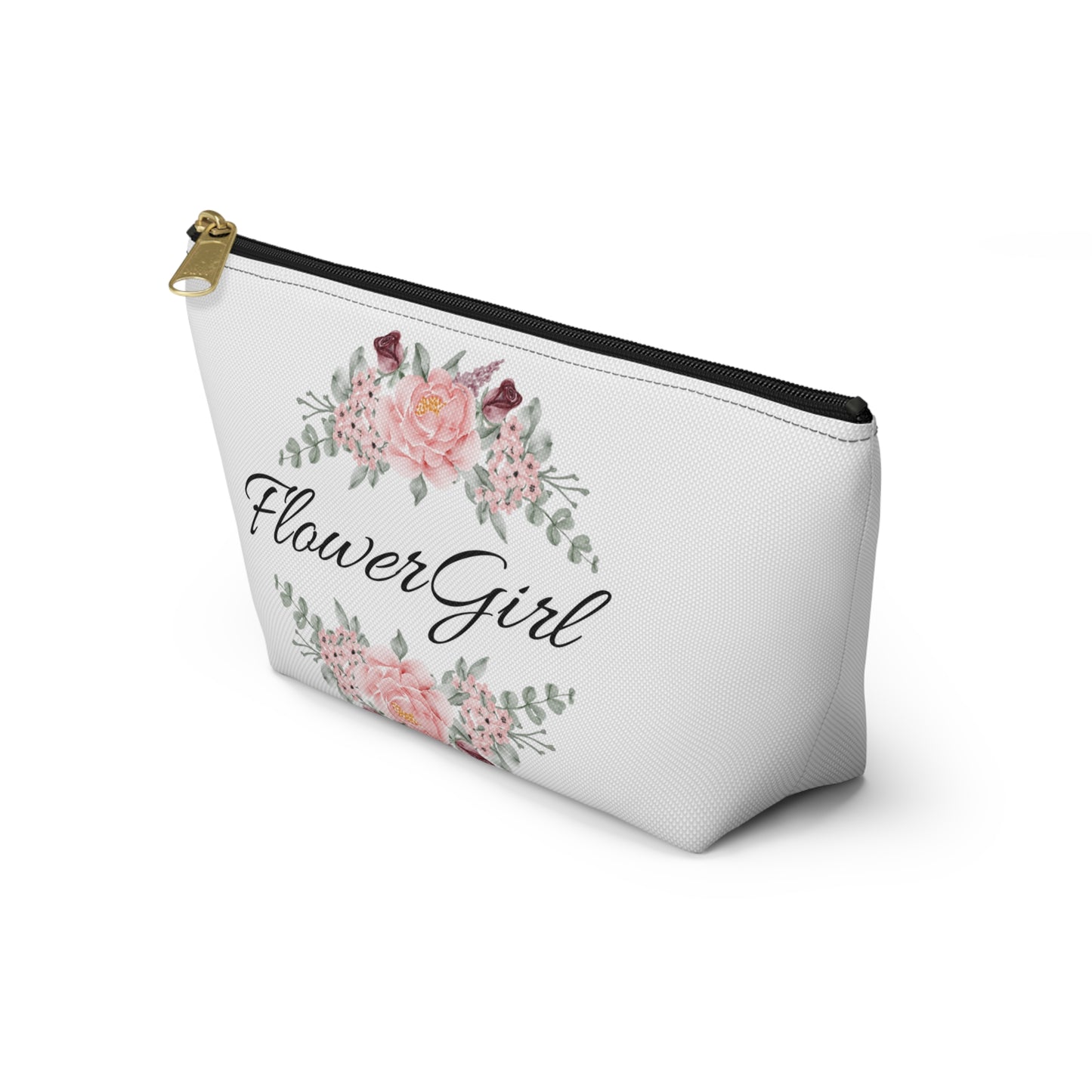 Flower girl, , wedding favor, toiletry bag , makeup bag , accessory bag flower, girl, bridal gifts bags