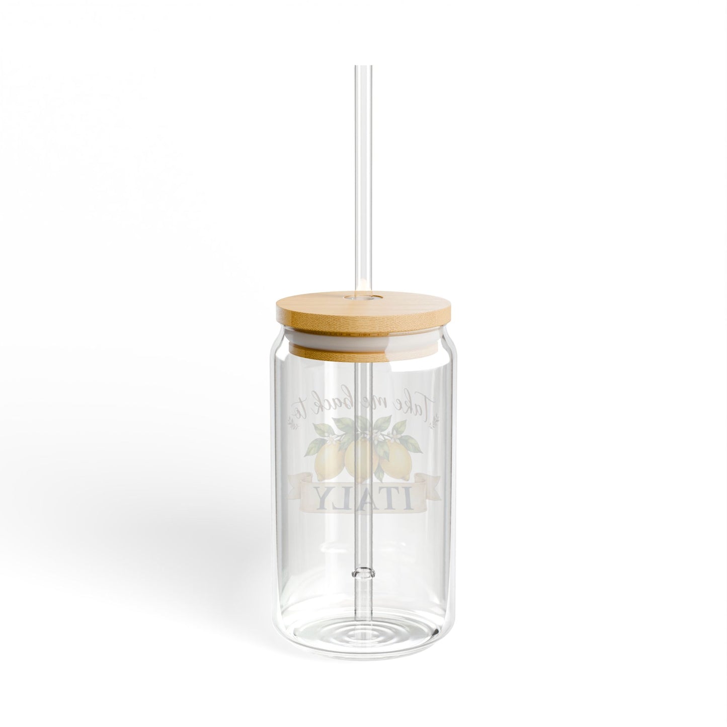 Take Me Back to Italy Lemon Sipper Glass – 16oz Travel Tumbler with Bamboo Lid & Straw
