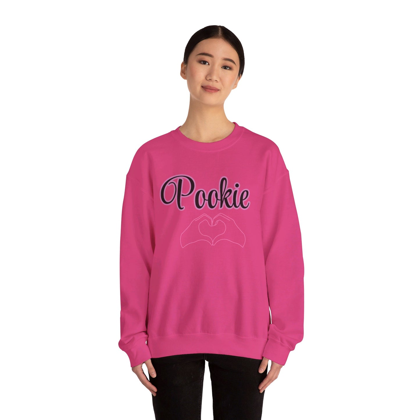 Pookie coquette heart hands shirt Unisex Heavy Blend™ Crewneck Sweatshirt, great coquette style shirt for teens back to school birthdays and Christmas sweatshirt
