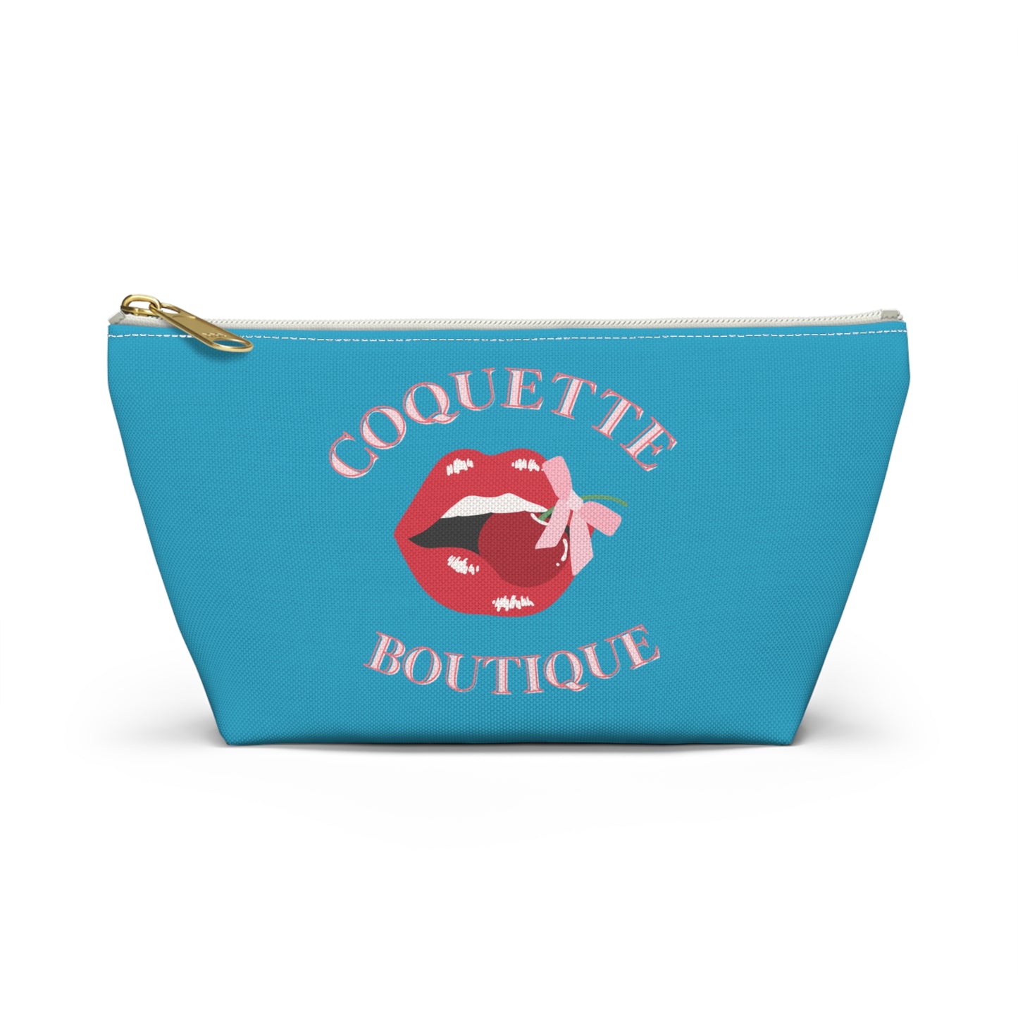 Cherry Coquette Boutique Accessory Pouch w T-bottom, Travel Toiletries Bag, Makeup Organizer Gift for Her, Zippered Cosmetic Case, Small