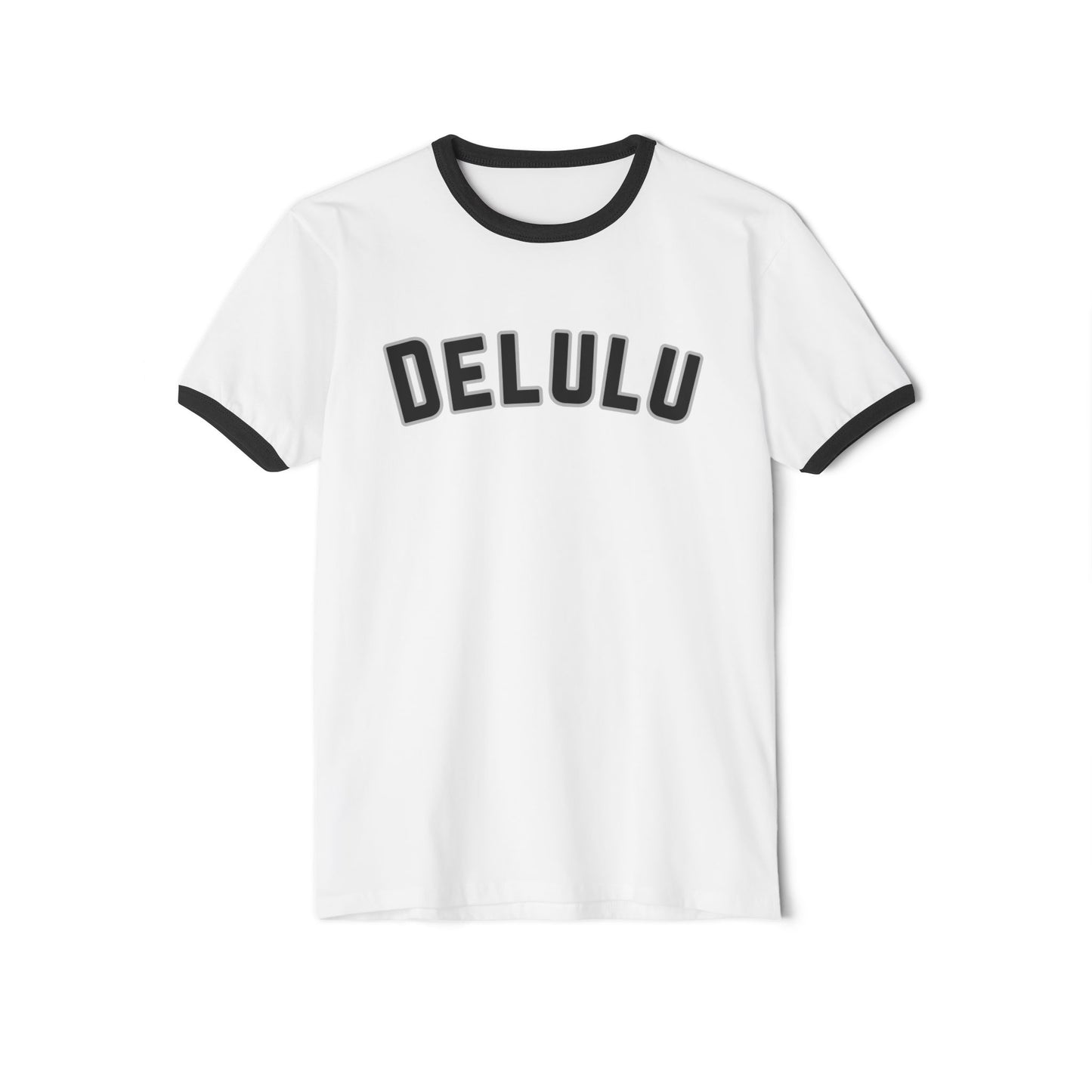 Delulu fun teen tween Unisex Cotton Ringer T-Shirt. Back to school Christmas birthday