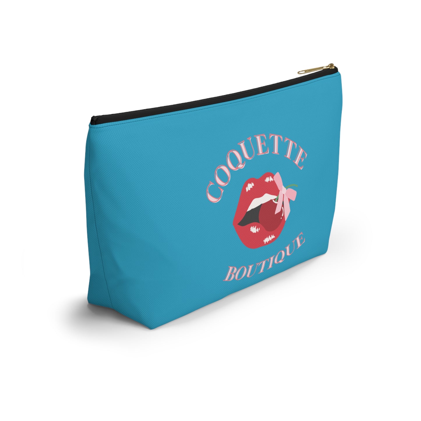 Cherry Coquette Boutique Accessory Pouch w T-bottom, Travel Toiletries Bag, Makeup Organizer Gift for Her, Zippered Cosmetic Case, Small