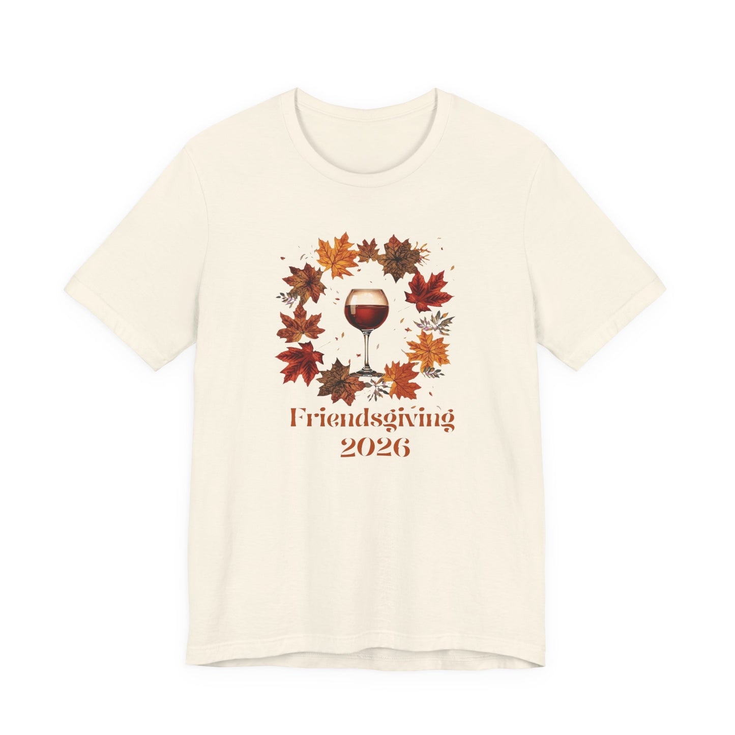 Friendsgiving 2026 Tee — Wine Glass & Autumn Leaves Shirt
