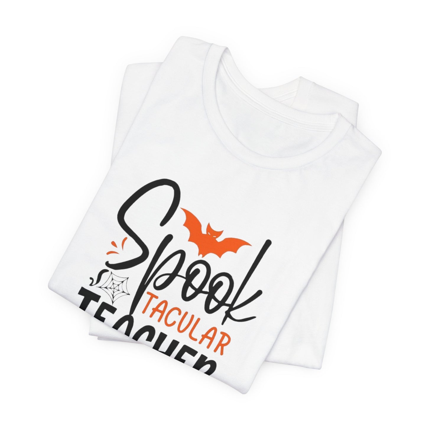 Teachers Halloween pumpkin, patch, Unisex Jersey Short Sleeve Tee, spectacular teacher, teacher, Halloween shirts