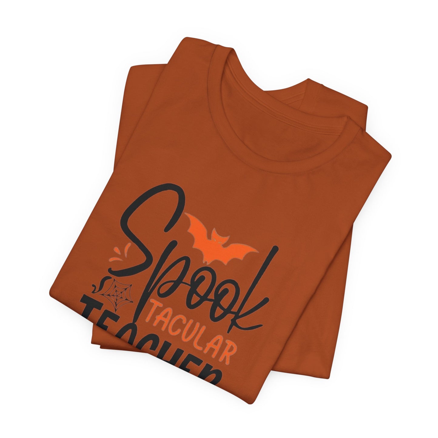Teachers Halloween pumpkin, patch, Unisex Jersey Short Sleeve Tee, spectacular teacher, teacher, Halloween shirts