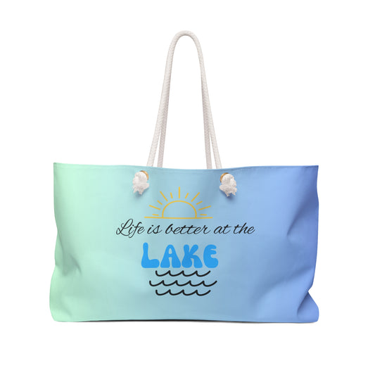 Lake life weekender, Life is better at the lake tote tote bag, great gift for family members, travel pool and beach