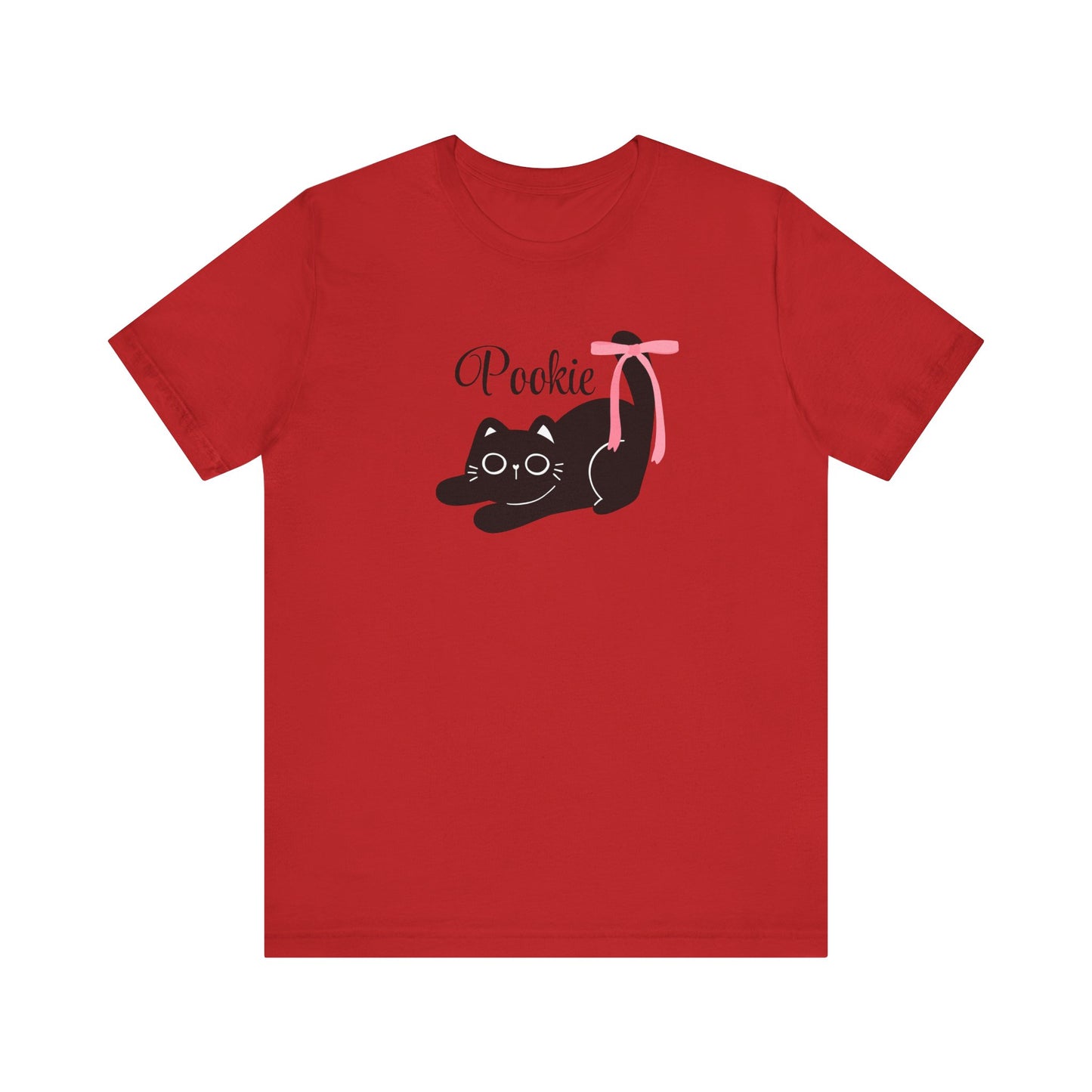 Pookie bear coquette style pink bow cat Unisex Jersey Short Sleeve Tee, great shirt for teens, birthdays, Christmas, and back to school