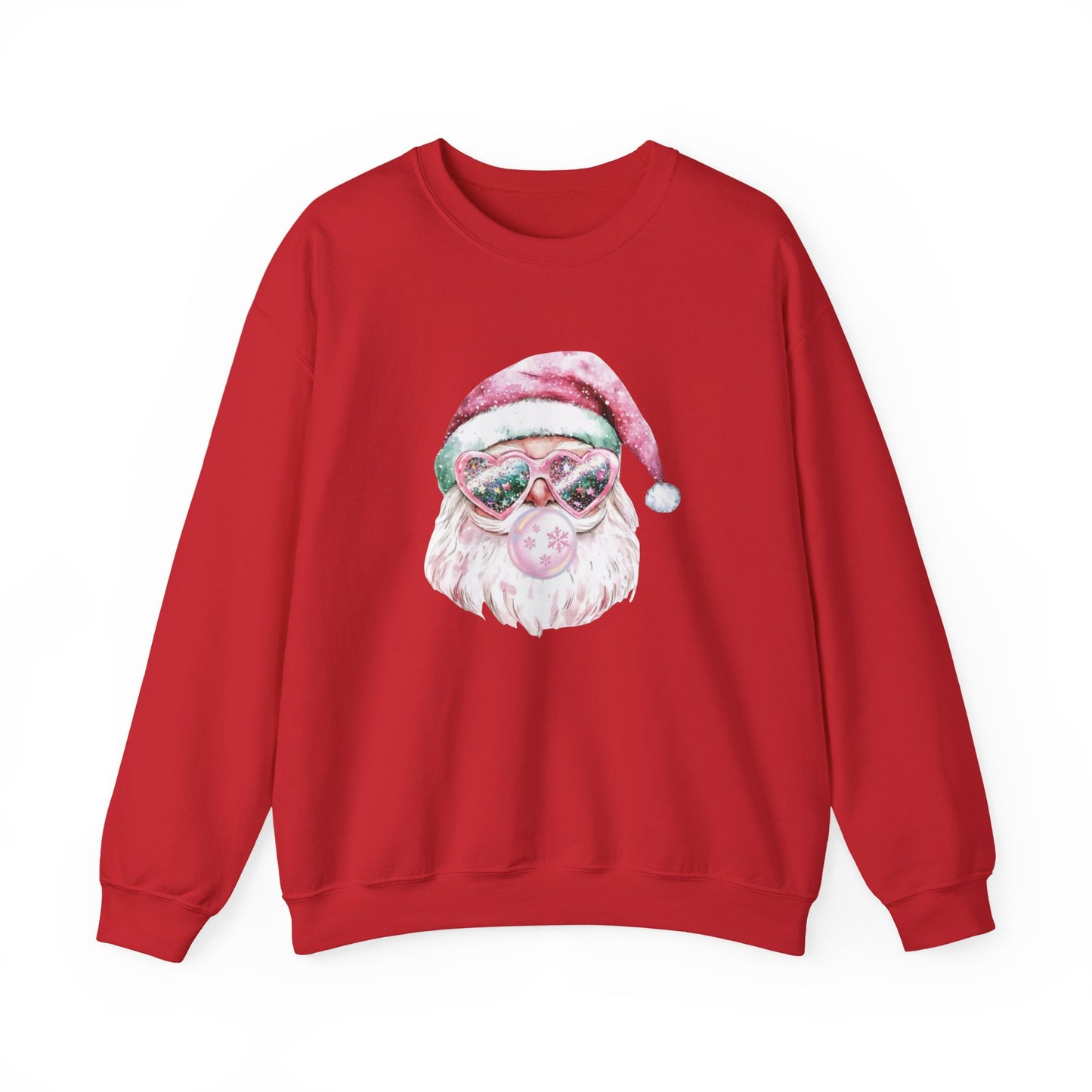 Pink Santa with Goggles Crewneck Sweatshirt | Festive Retro Christmas