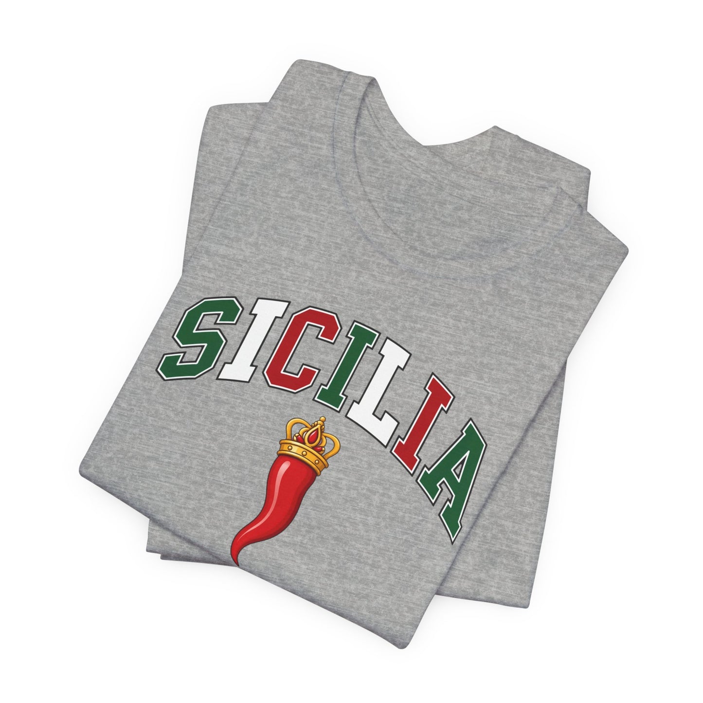 Sicilia Graphic Tee — Italian Sicily Shirt with Corno Charm