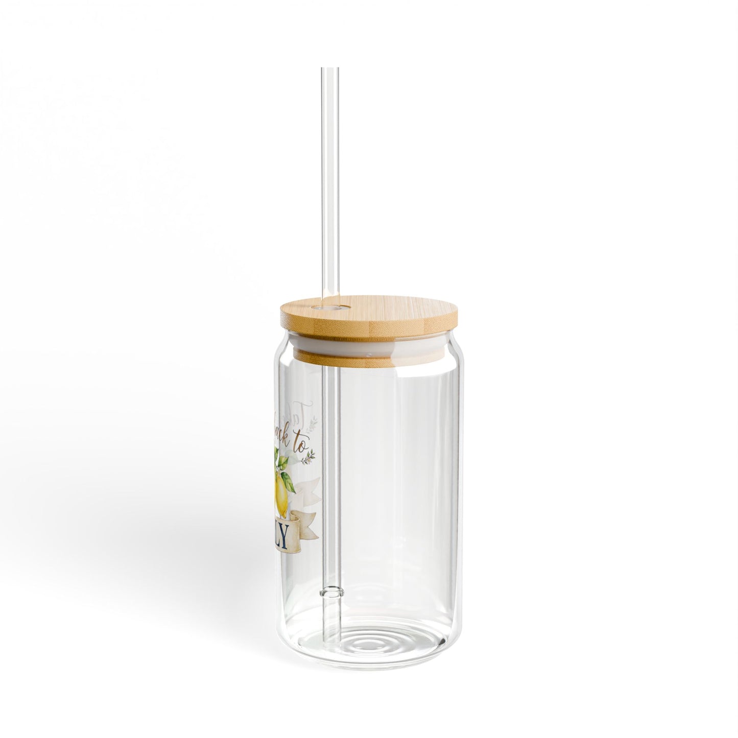 Take Me Back to Italy Lemon Sipper Glass – 16oz Travel Tumbler with Bamboo Lid & Straw
