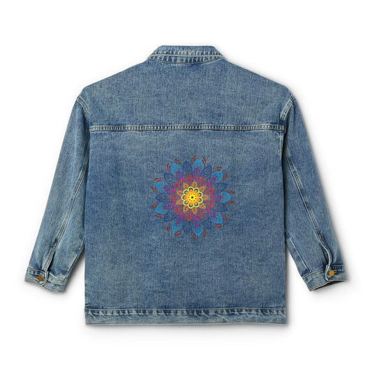 Flower butterfly Evil eye Women's Denim Jacket, great custom Jean jacket for Christmas birthday gifts, teen Christmas gift ideas . Back to school fall denim jacket