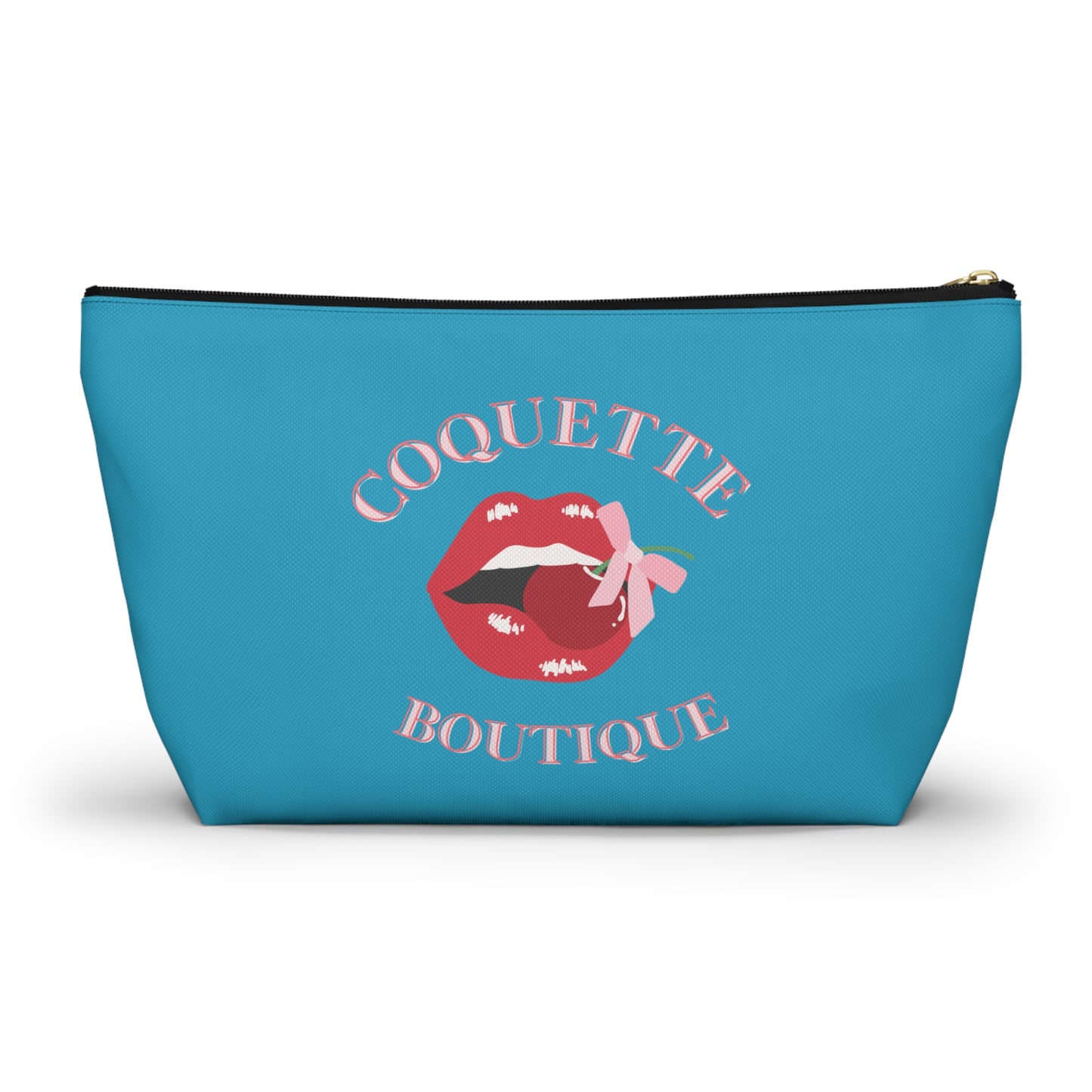 Cherry Coquette Boutique Accessory Pouch w T-bottom, Travel Toiletries Bag, Makeup Organizer Gift for Her, Zippered Cosmetic Case, Small