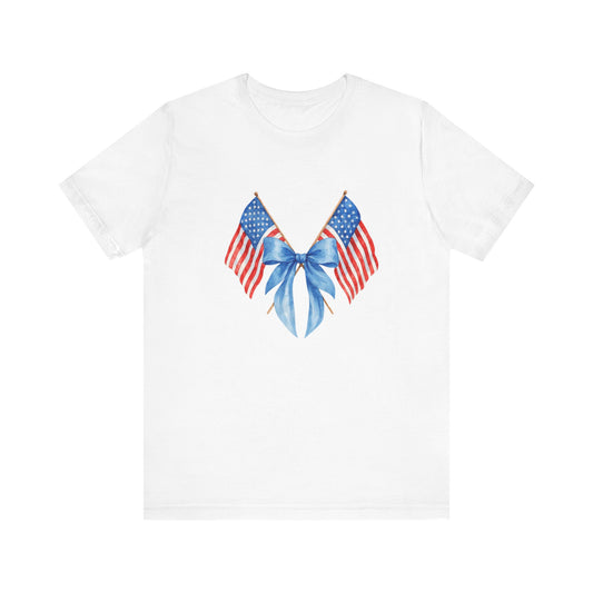 Patriotic Short Sleeve Tee - coquette teen shirt, Independence Day, Memorial Day, Gift for Veterans, Casual Summer Wear, USA Pride