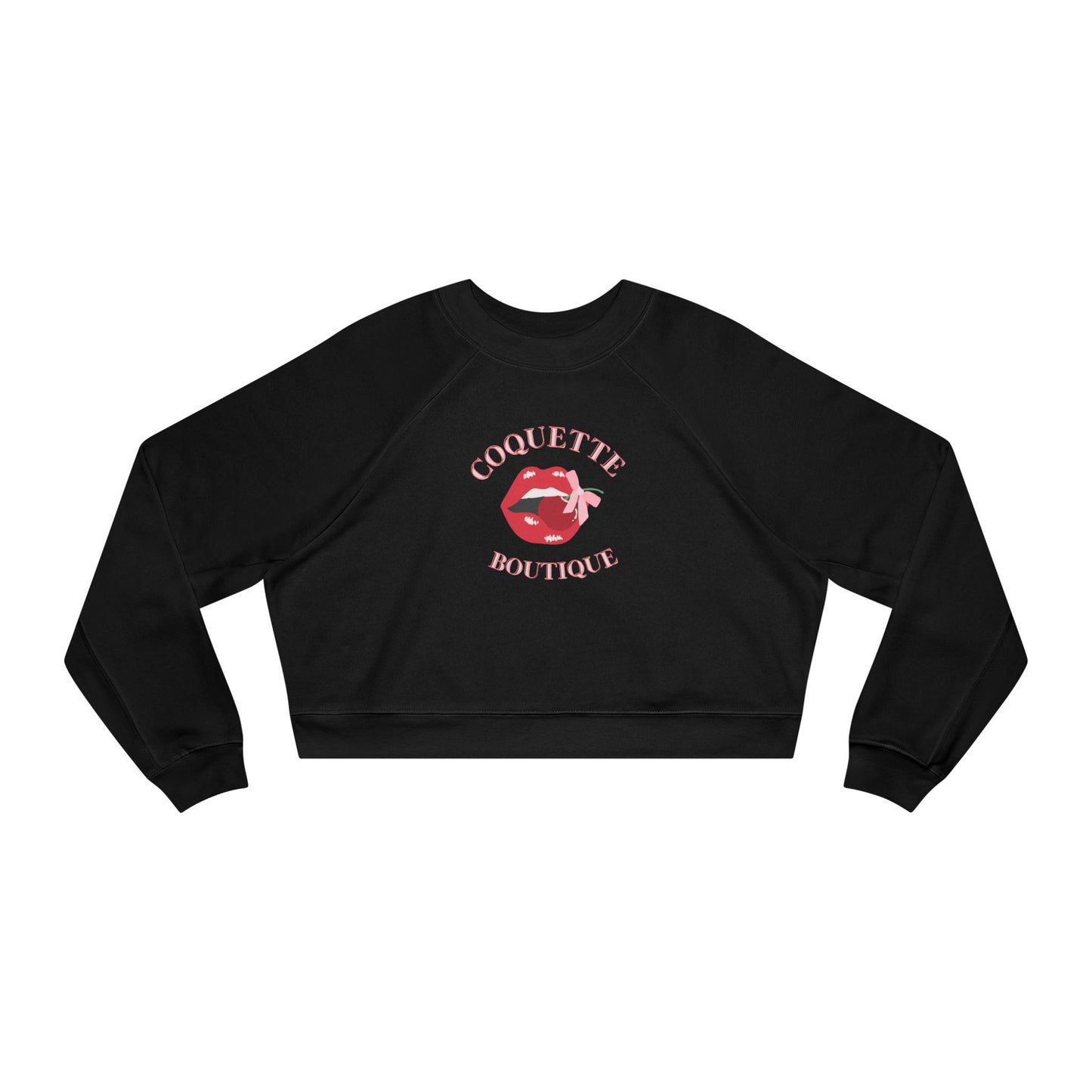 Coquette boutique Cherry Cropped Pullover, Coquette Fleece Shirt Valentines, Women's Boutique Sweater, Valentine's Day ,Casual Valentine