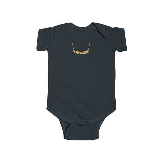 Gold princess necklace Italian inspired Infant Fine Jersey Bodysuit, funny baby body suit, baby shower and newborn gifts