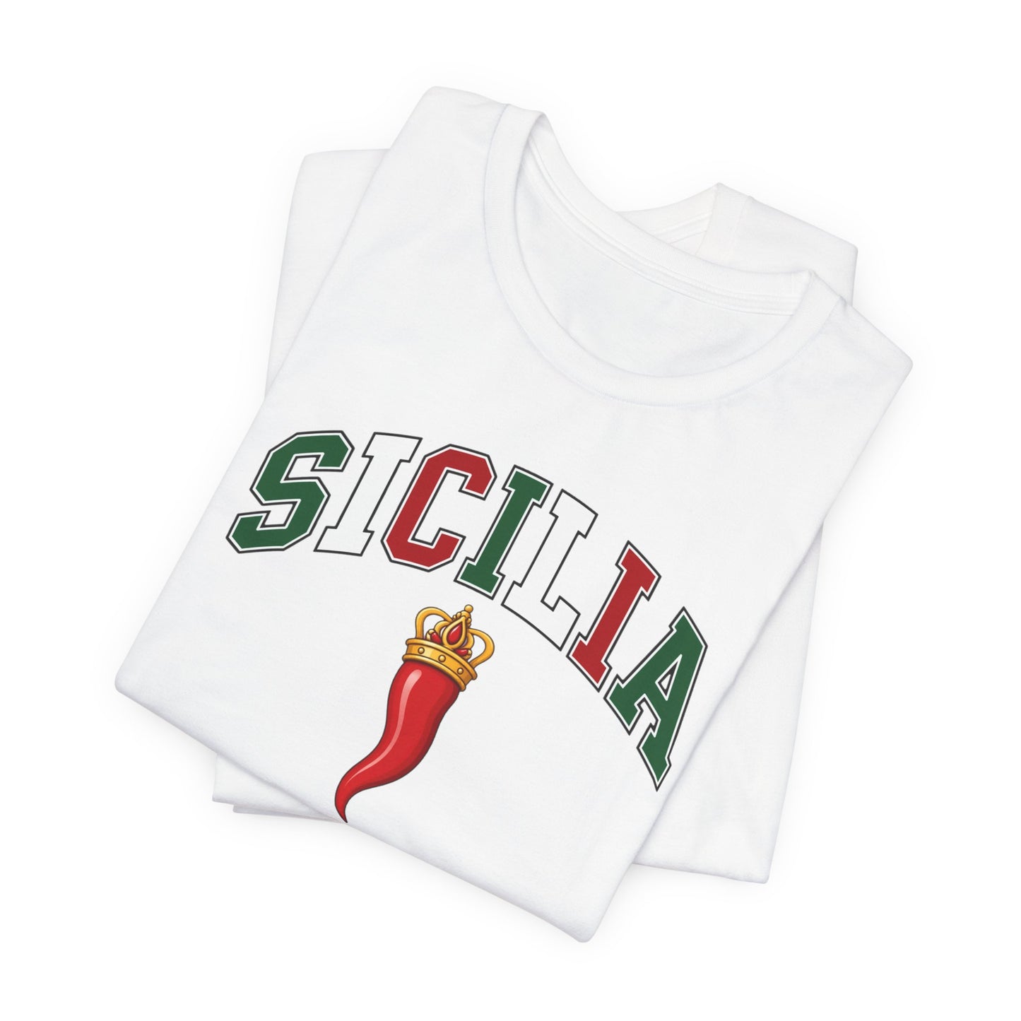Sicilia Graphic Tee — Italian Sicily Shirt with Corno Charm