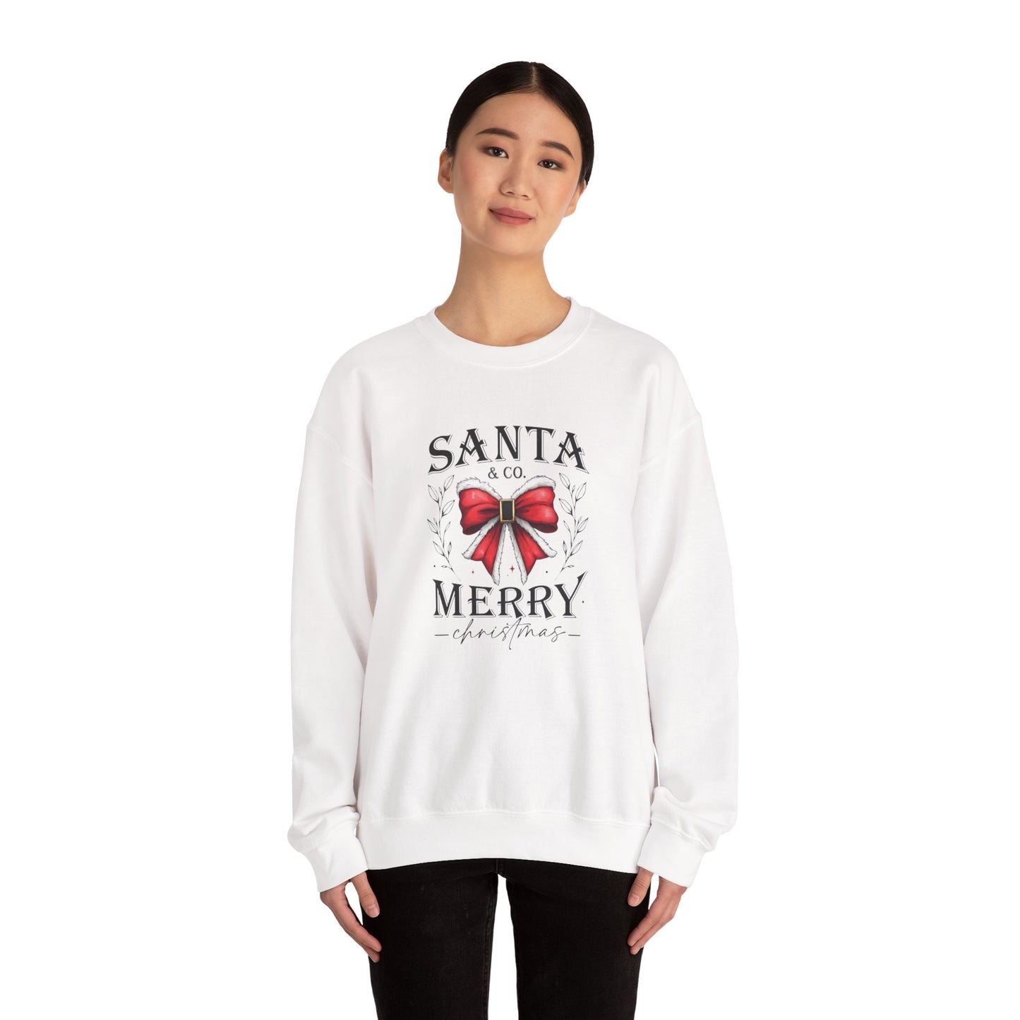Santa Merry bow Sweatshirt | Christmas holiday crewneck