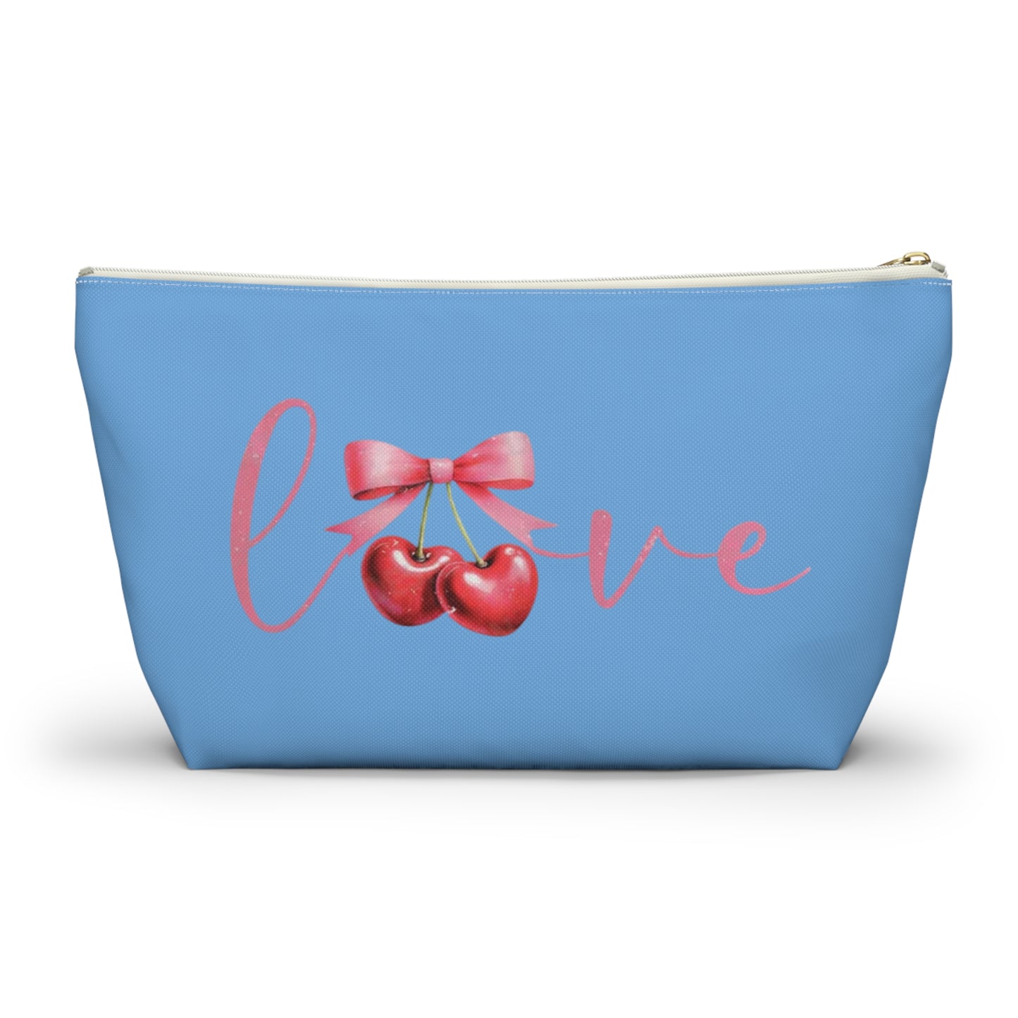 Cherry love Coquette Boutique Accessory Pouch T-bottom, Travel Toiletries Bag, Makeup Organizer Gift for Her, Zippered Cosmetic Case, Small