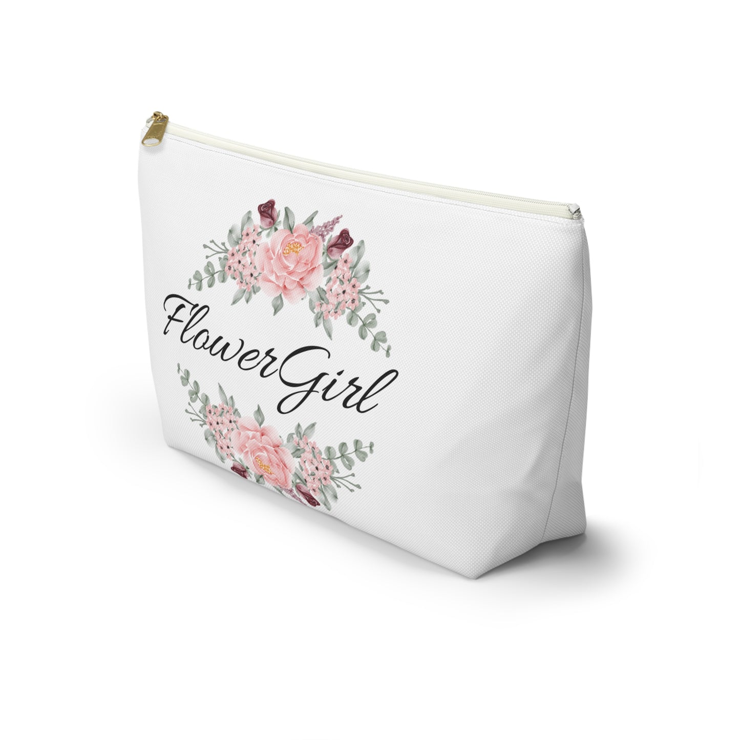 Flower girl, , wedding favor, toiletry bag , makeup bag , accessory bag flower, girl, bridal gifts bags