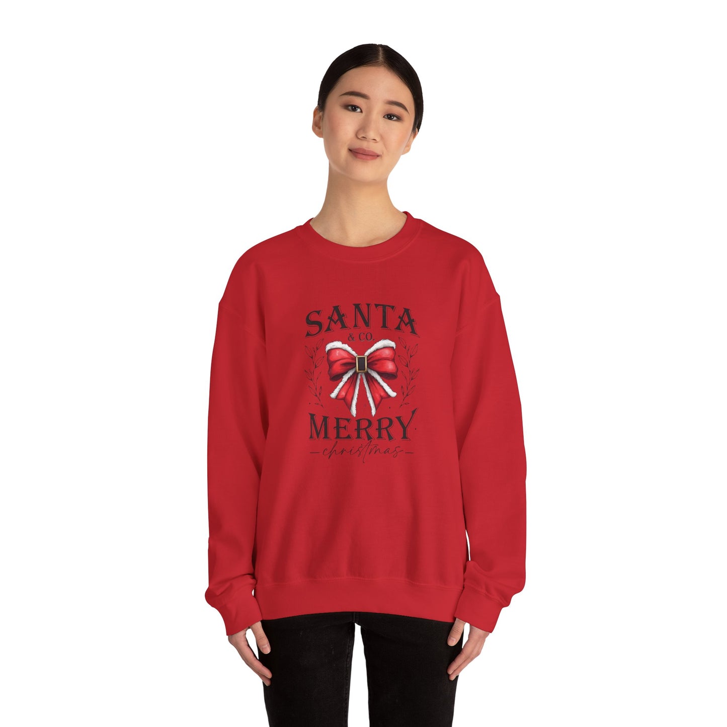 Santa Merry bow Sweatshirt | Christmas holiday crewneck