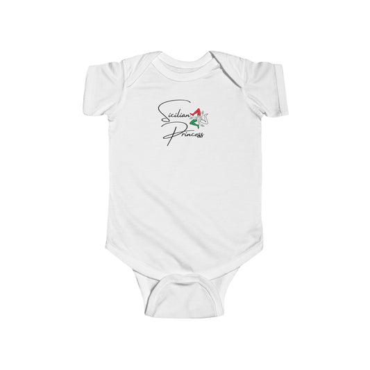 Sicilian princess Infant Fine Jersey Bodysuit, funny baby outfit , great gift for baby shower or new born gifts , good luck , baby blessing evil eye, Italian flag butterfly