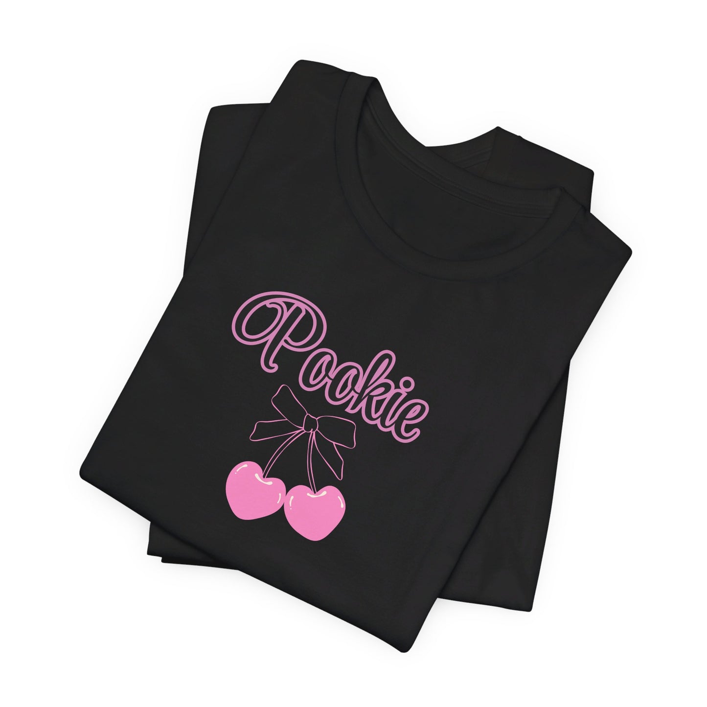 Pookie coquette style cherries Unisex Jersey Short Sleeve Tee, great shirt for teens, birthdays, Christmas, and back to school