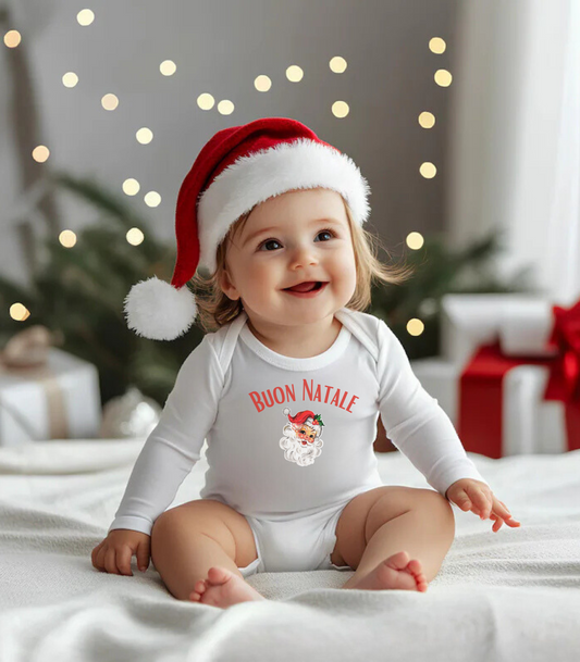 Buon natale Infant Jumpsuit - Merry Christmas Baby, Baby Christmas Outfit, Holiday Baby Clothes, Xmas Baby Romper, Newborn Christmas Pajamas