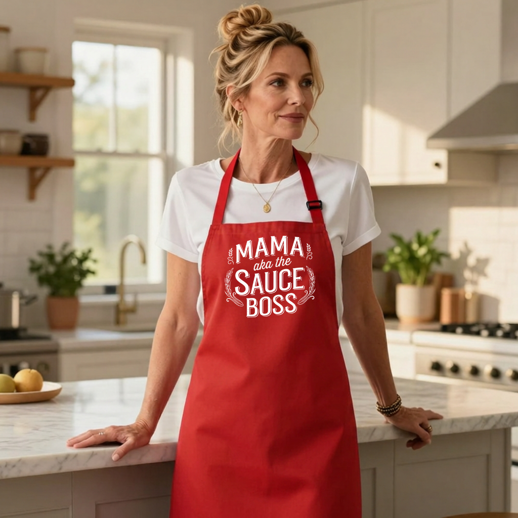 Mama aka the Sauce Boss Apron — Funny Mother's Day Cooking Apron