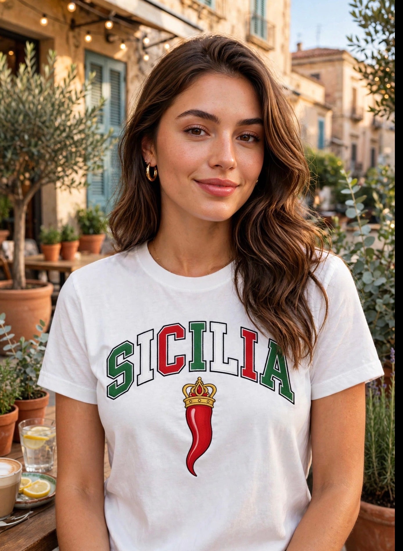 Sicilia Graphic Tee — Italian Sicily Shirt with Corno Charm