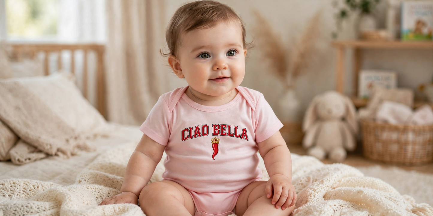 Ciao Bella Baby Bodysuit – Cute Italian Chili Graphic Infant Onesie