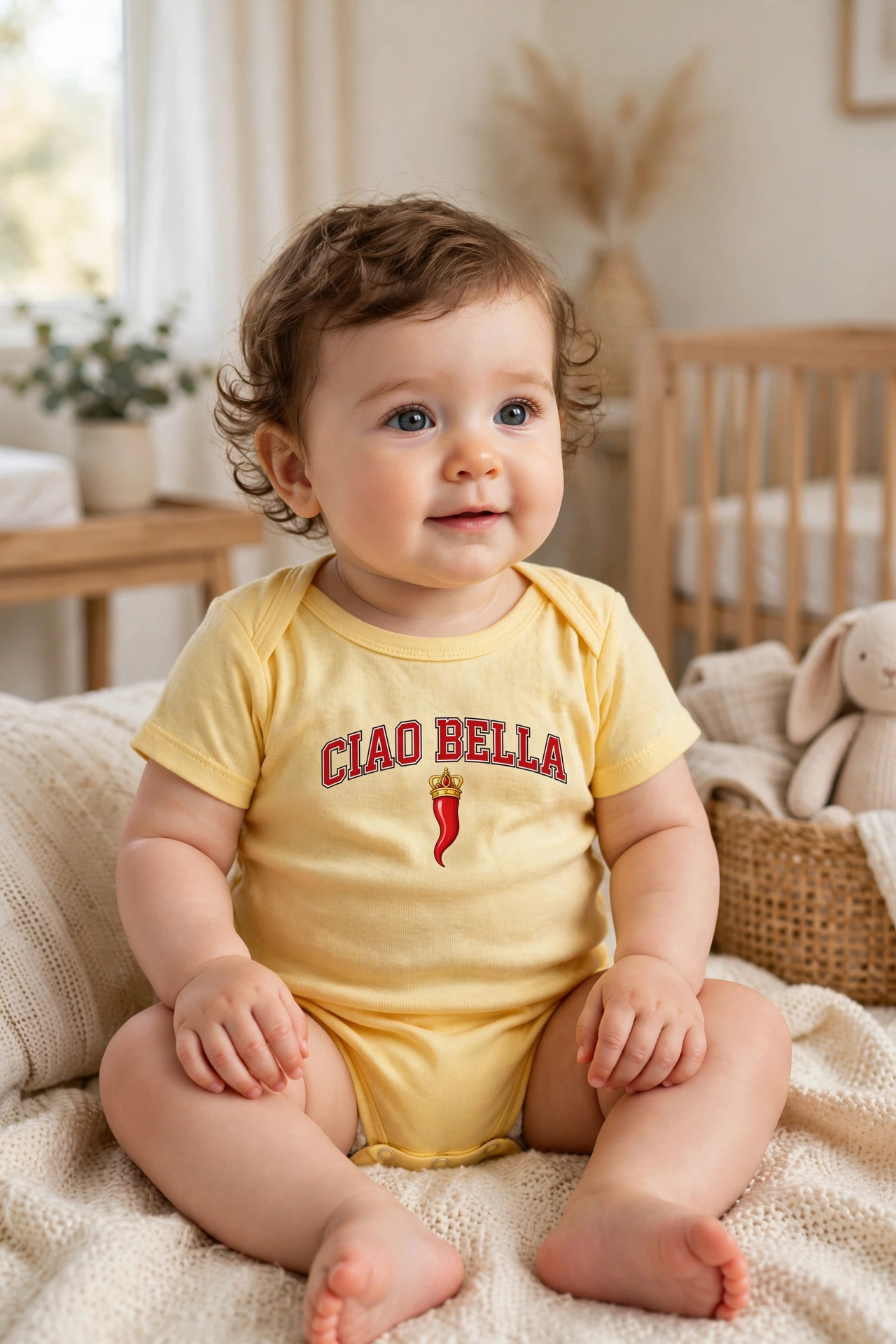 Ciao Bella Baby Bodysuit – Cute Italian Chili Graphic Infant Onesie