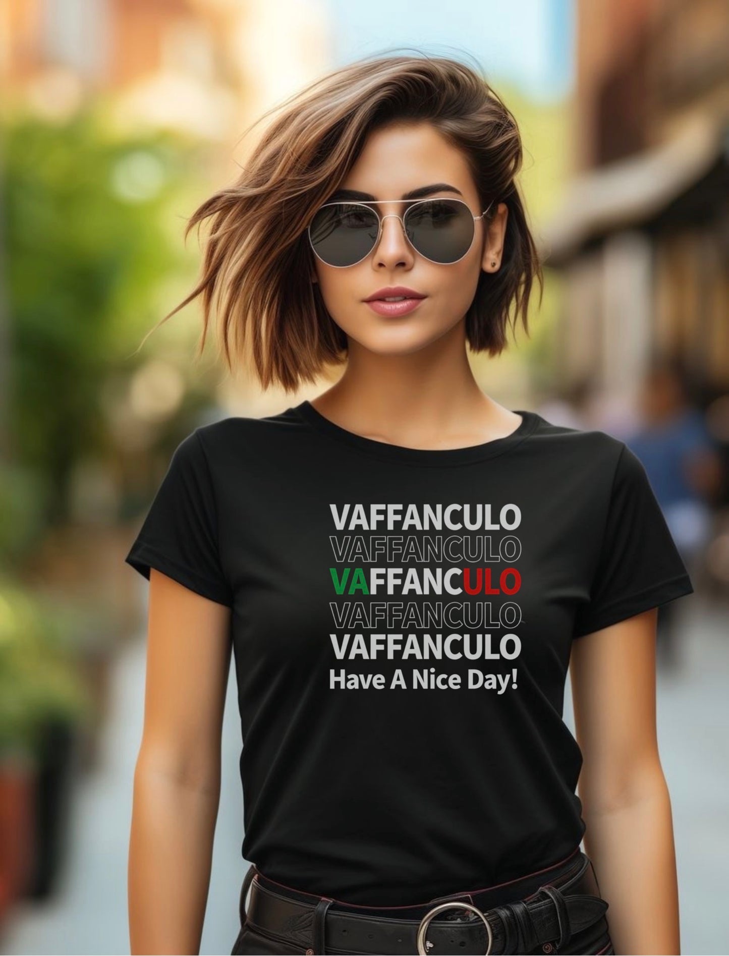 VA ULO Split-Text Tee — Minimalist Italian Flag Colors Chest T-Shirt