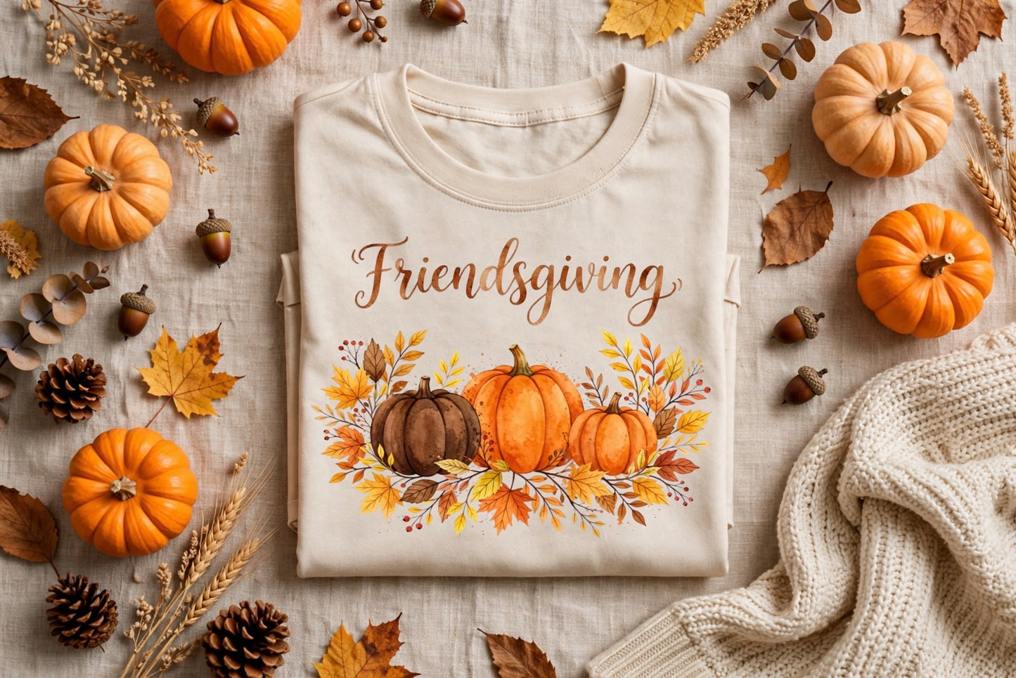 Friendsgiving Pumpkins Tee – Autumn Harvest Graphic T-Shirt