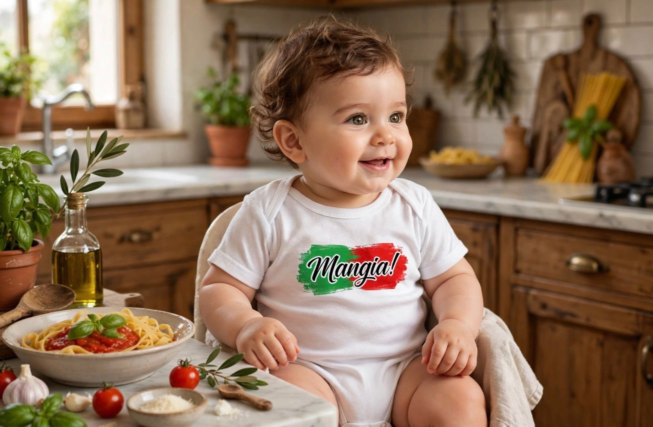 Mangia Let Eat Italian Baby Bodysuit