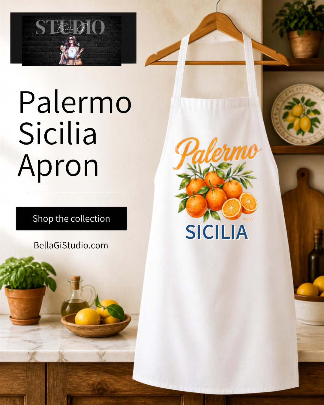 Palermo Sicilia Orange Kitchen Apron