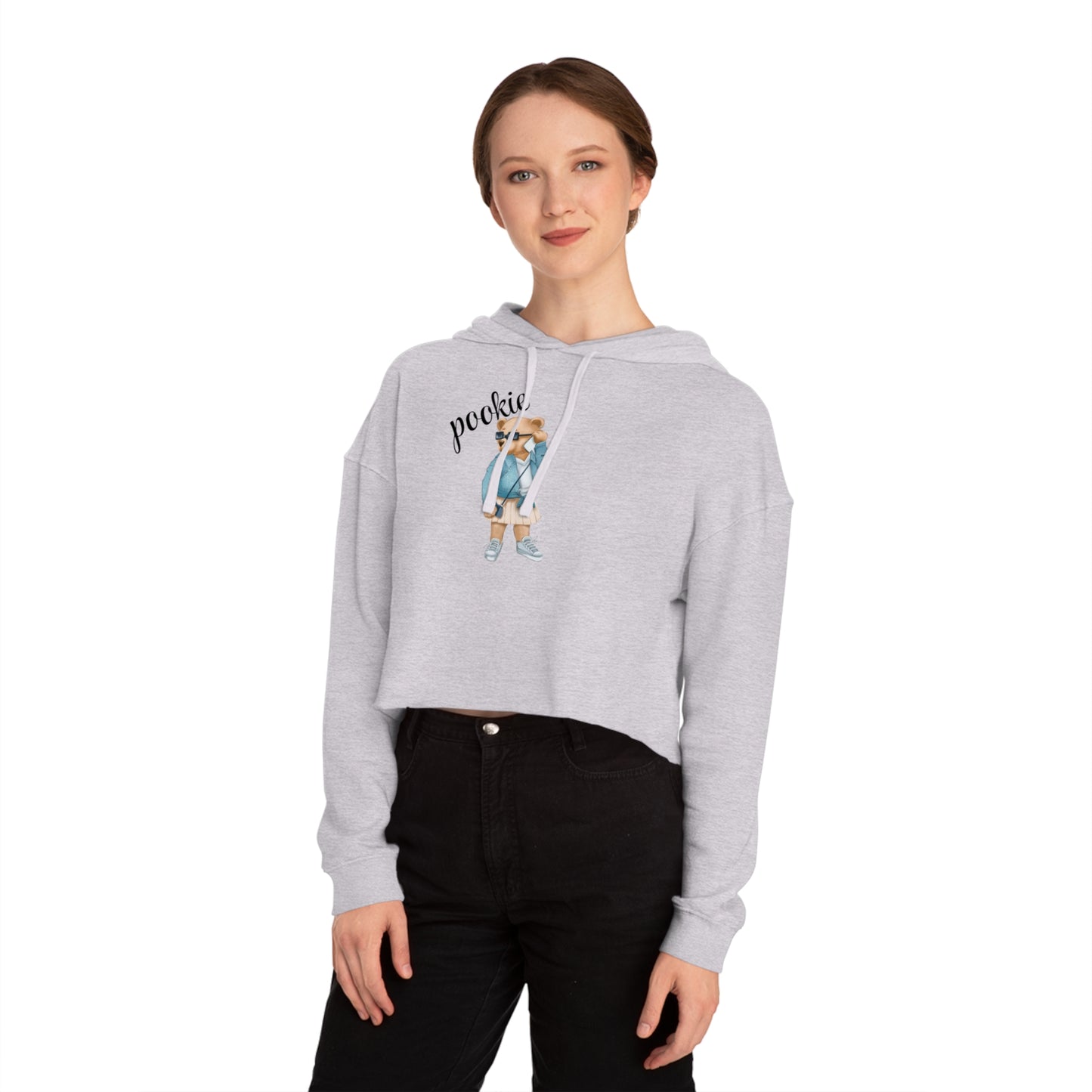 Pookie bear Womens Cropped Hooded Sweatshirt, cute cropped hoodie sweatshirt , great for birthdays anniversary Christmas gifts