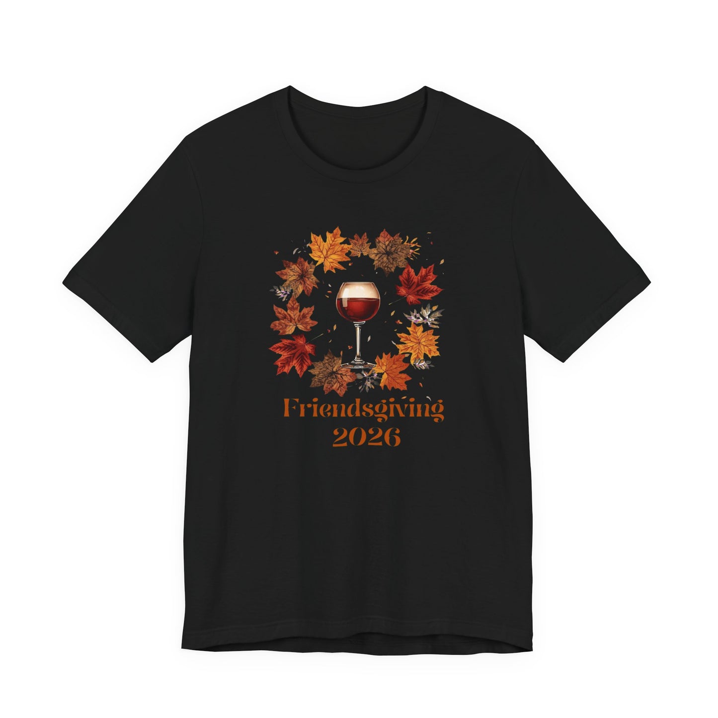 Friendsgiving 2026 Tee — Wine Glass & Autumn Leaves Shirt