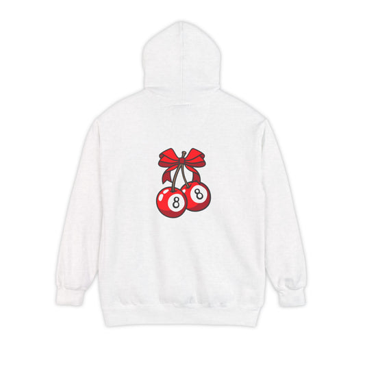 Cherry Eight Ball Unisex Hoodie, Retro Mystic Swirl Sweatshirt, Vintage Magic Ball Pullover, Cool Eightball Design Jacket, Hipster Eight