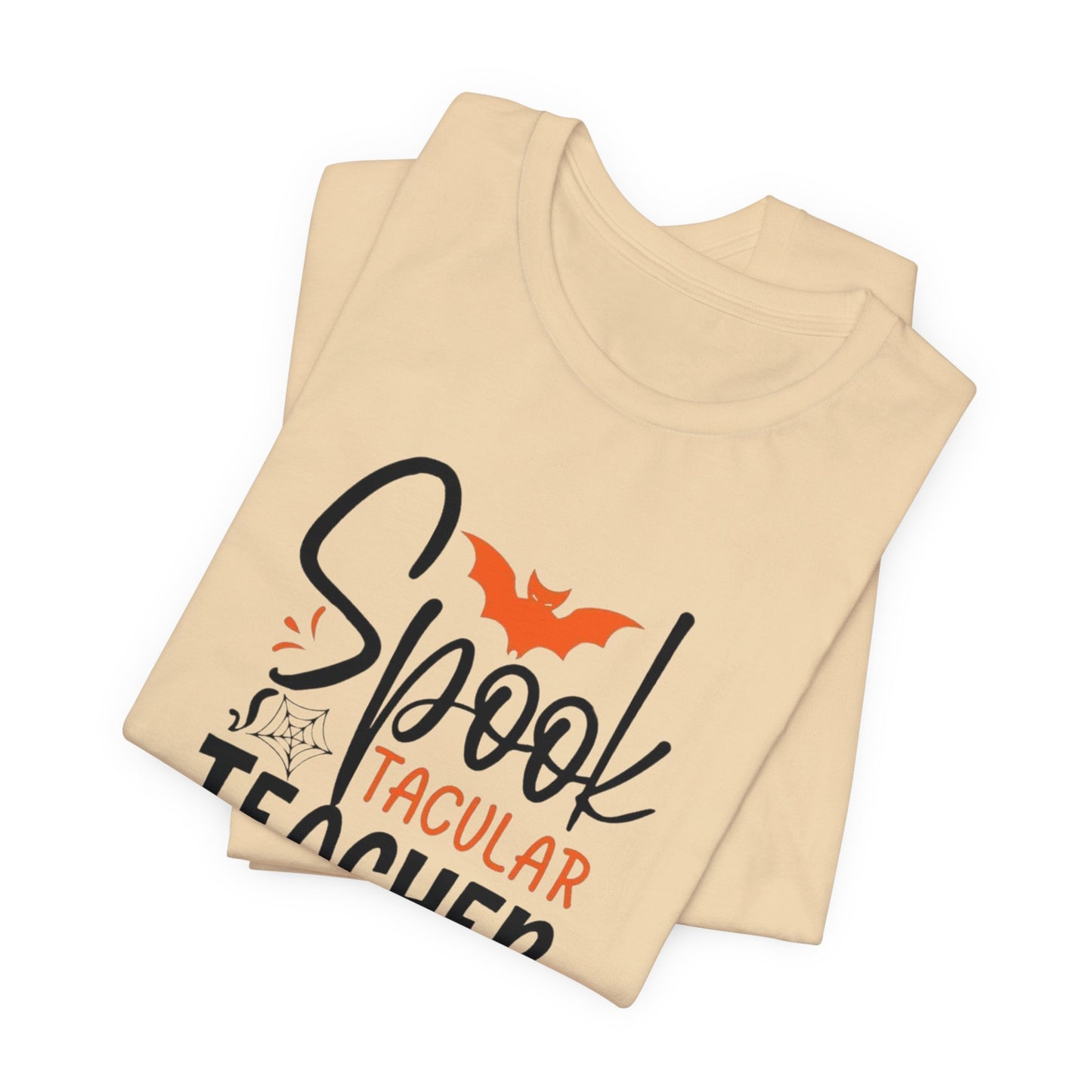 Teachers Halloween pumpkin, patch, Unisex Jersey Short Sleeve Tee, spectacular teacher, teacher, Halloween shirts