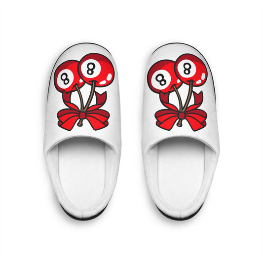Slippers, Coquette Style Cherry eight ball Women's House Shoes, Bedroom Slides, Indoor Footwear, Soft Sole, Cute Slip-Ons