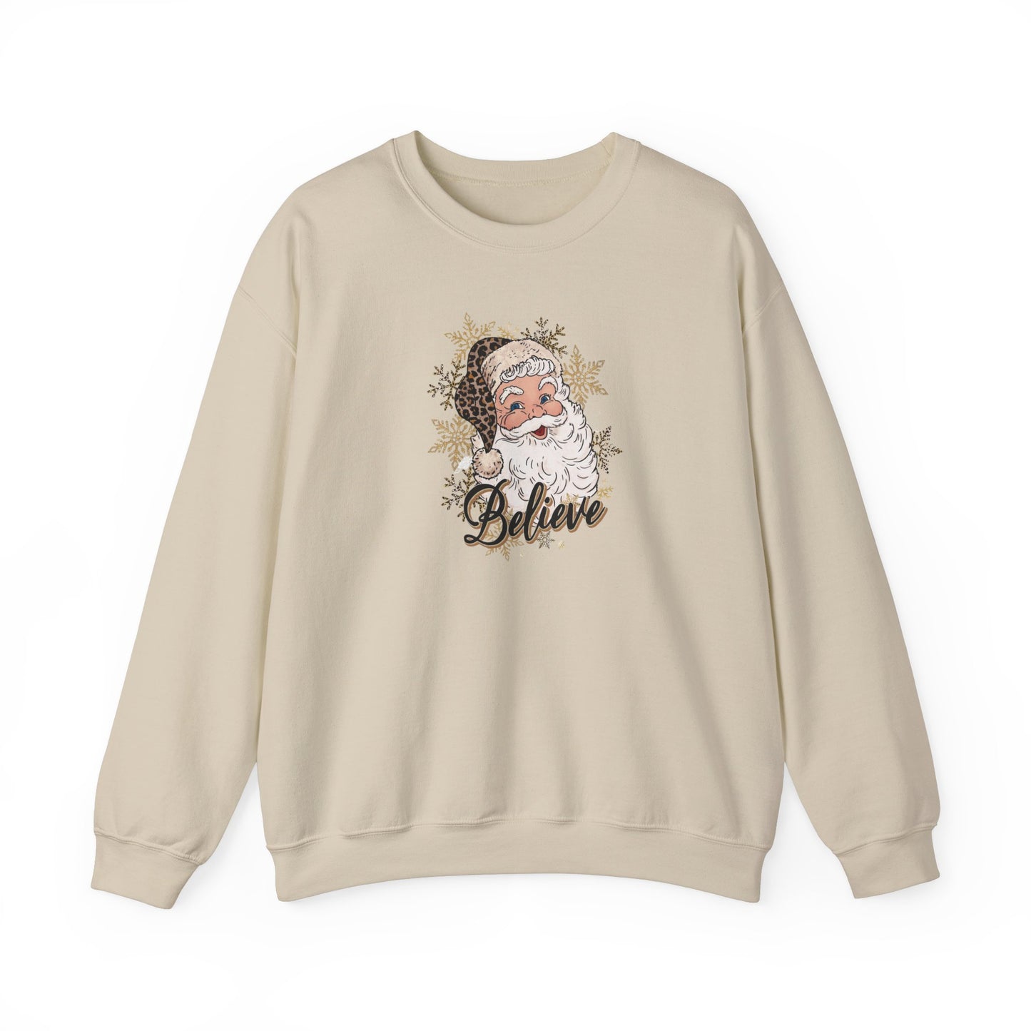 Christmas Santa Leopard Print Sweatshirt, Holiday Xmas Jumper, Festive Crewneck Pullover, Unisex Sweater, Winter Top