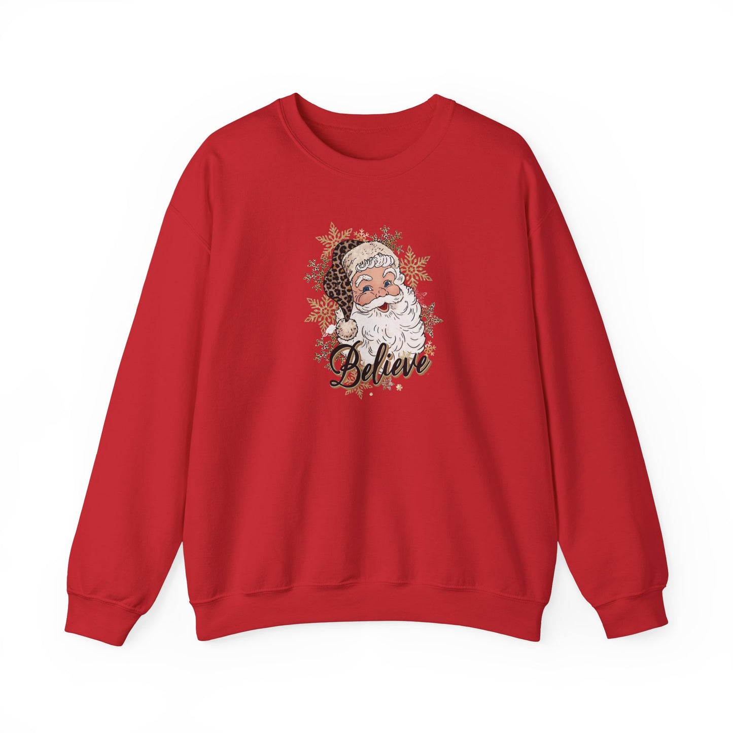 Christmas Santa Leopard Print Sweatshirt, Holiday Xmas Jumper, Festive Crewneck Pullover, Unisex Sweater, Winter Top